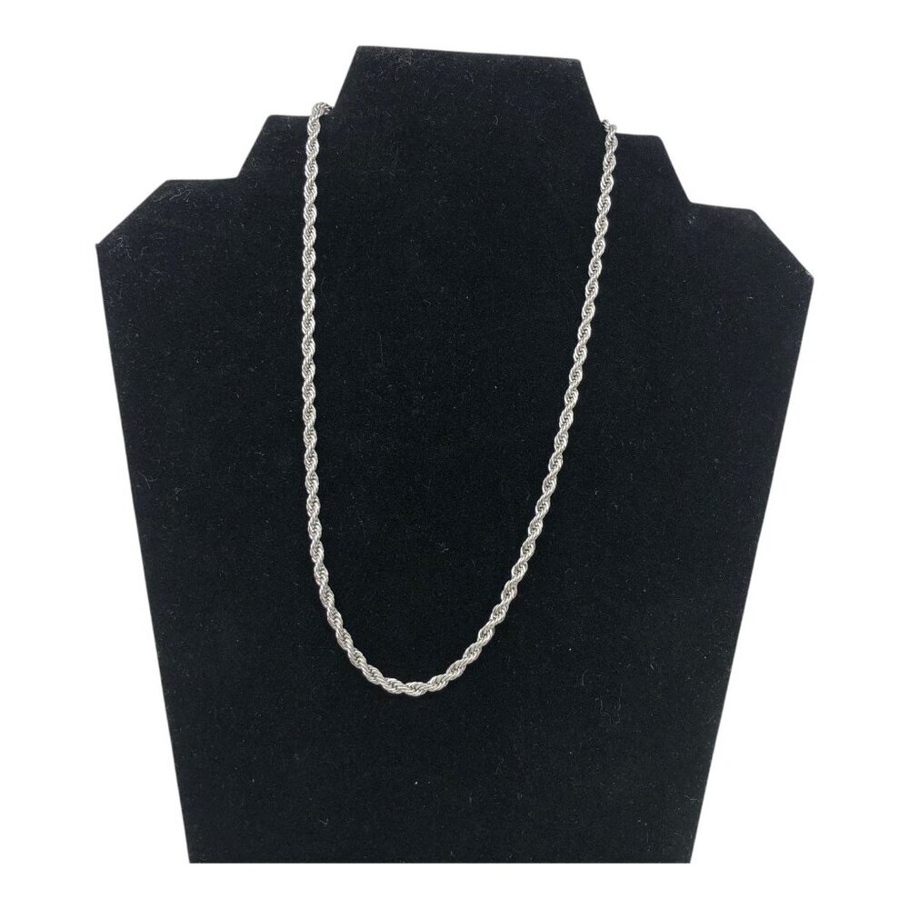 4mm Mens Stainless Steel Twist‎ Rope Chain Necklace 18in With Lobster Clasp - Picture 9 of 12